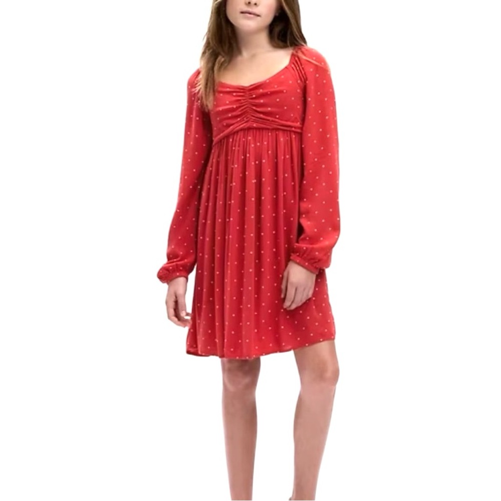 Gap Kids Ruched Print Dress Ted Hearts NWT